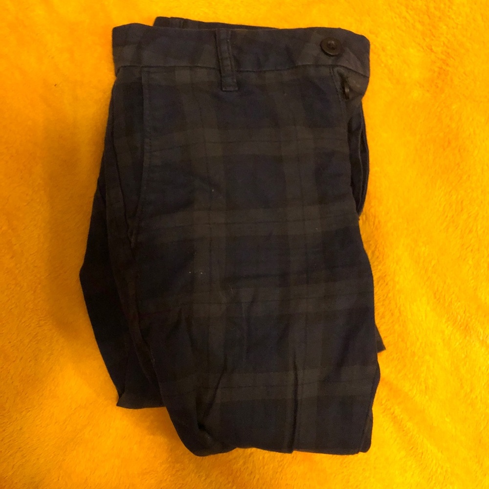Top Man 28 Waist Green Plaid Trouser Pants